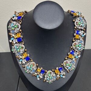 OLIVIA WELLES  MULTICOLOR RHINESTONE DIMENSIONAL COLLAR STATEMENT NECKLACE